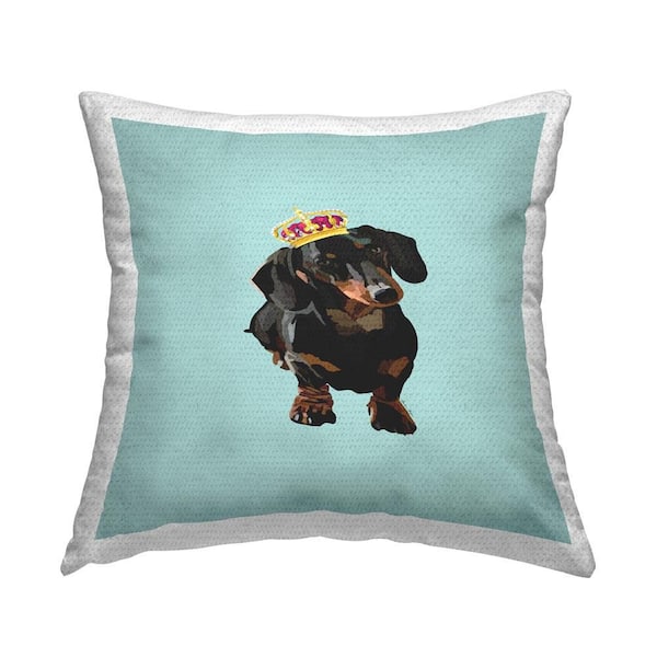 Crowned Royal Dachshund Outdoor Printed Throw Pillow by Amelia Noyes