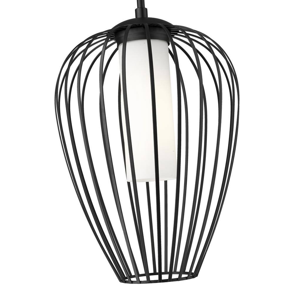 Modern Matte Black Tulip Pendant Light with Glass Shade