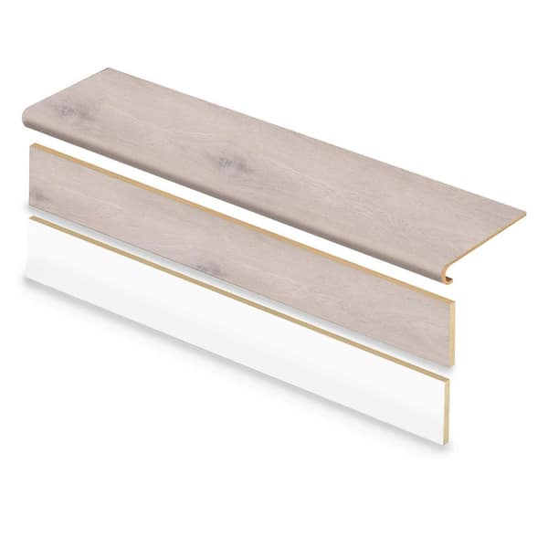 Cap A Tread Champagne Beach Wood 47 in. L x 12.15 in. W x 42.92 mm T Vinyl Overlay Stair Tread and Reversible Riser Kit