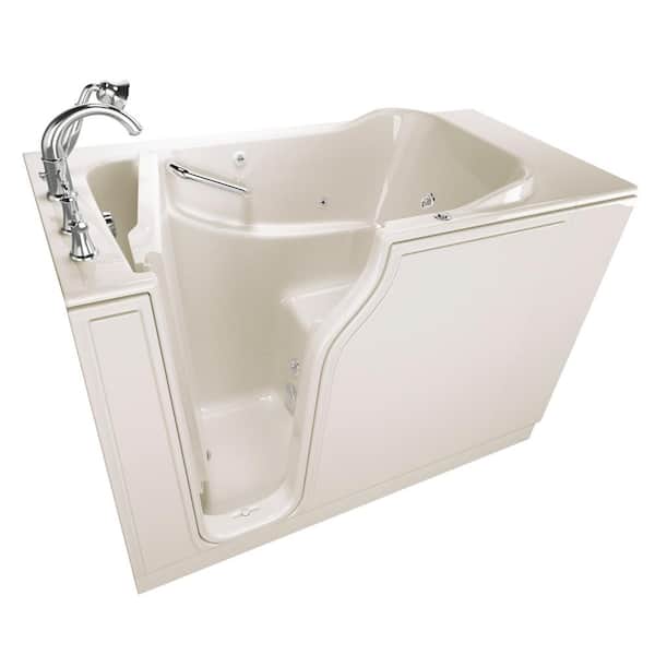 American Standard Gelcoat Value Series 52 in. Left Hand Walk-In Whirlpool Bathtub in Linen