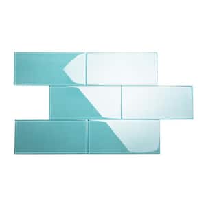 Teal 6 in. x 12 in. x 8mm Glass Subway Tile (5 sq. ft./Case)