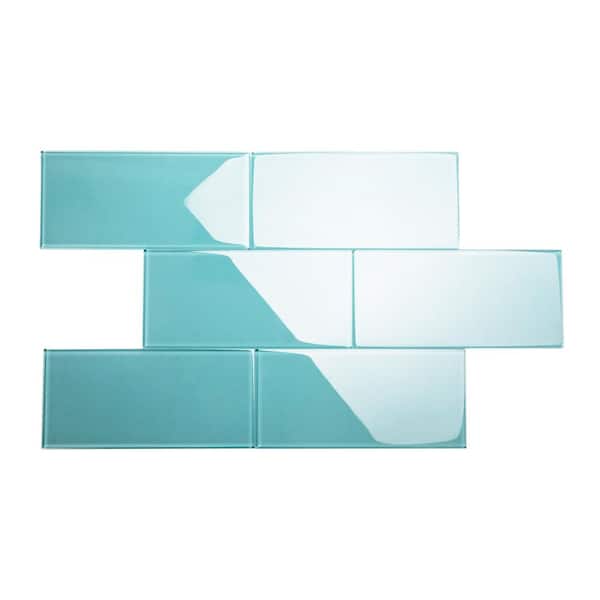 Giorbello Teal 6 in. x 12 in. x 8mm Glass Subway Tile (5 sq. ft./Case)
