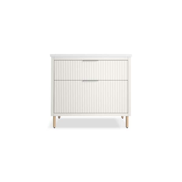 Spacity 35.98in. Single Sink Floating White Bath Vanity with White Quartz Top Assembled