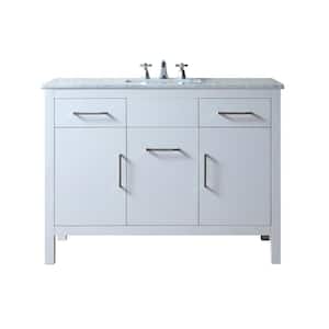 Atreus 48 in. Vanity in White with Marble Vanity Top in Carrara White with White Undermount Sink