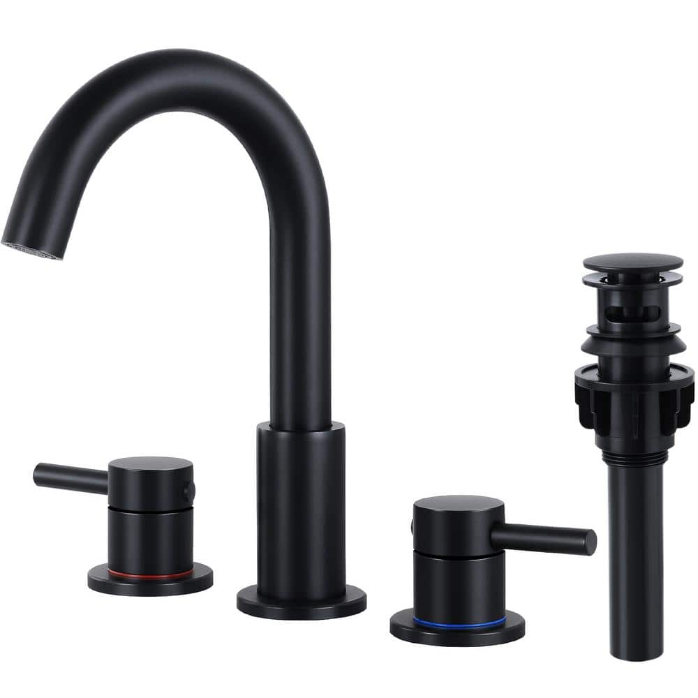 8 in.3 Hole Installation 2 Handle Widespread Bathroom Faucet with Pop-up Dr