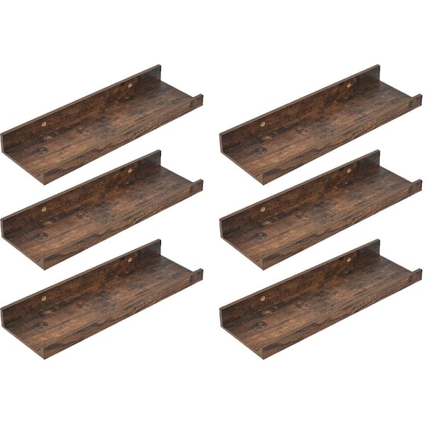 15.7 in. W x 5.1 in. D Brown Floating Shelves Decorative Wall Shelf Set of 6