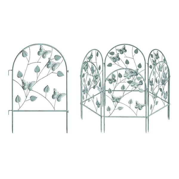 Decorative Vintage Arched Metal Wire Border Garden Fence Panels 2 in. 6 Pack for Flower Yard Landscape Outdoor Decor