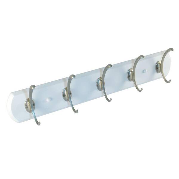 Nystrom 21-1/2 in. (545 mm) White and Matte Nickel Transitional Hook Rack
