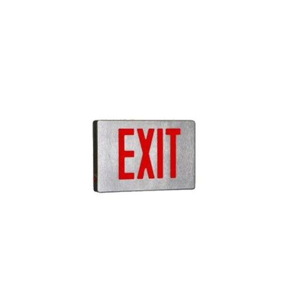 Illumine 2-Light Brushed Aluminum LED Exit Sign with Red Letters