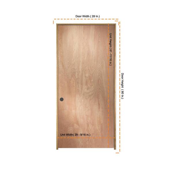 JELD-WEN 28 in. x 80 in. Birch Unfinished Right-Hand Flush