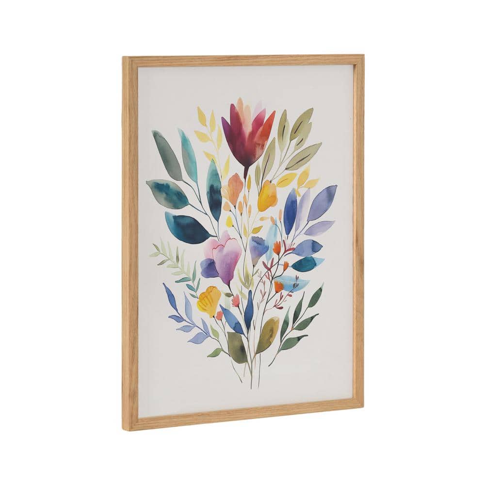 Natural Oak Framed Jewel Tone Botanical Watercolor Print, 12x16