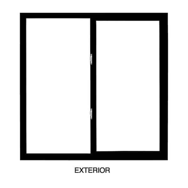 SIMONTON Premium WX 23.5 in. W x 23.5 in H XO Left-Handed Black Ext Vinyl, ProSolar Sun Low E Argon Glass, Slider Window