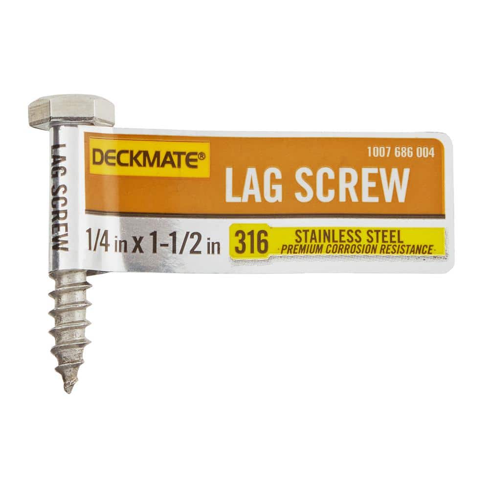 Deckmate Marine Grade Stainless Steel 1/4 X 1-1/2 in. Hex Lag Screw 867200  The Home Depot