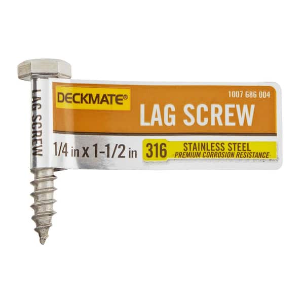 Marine Grade Stainless Steel 1/4 X 1-1/2 in. Hex Lag Screw