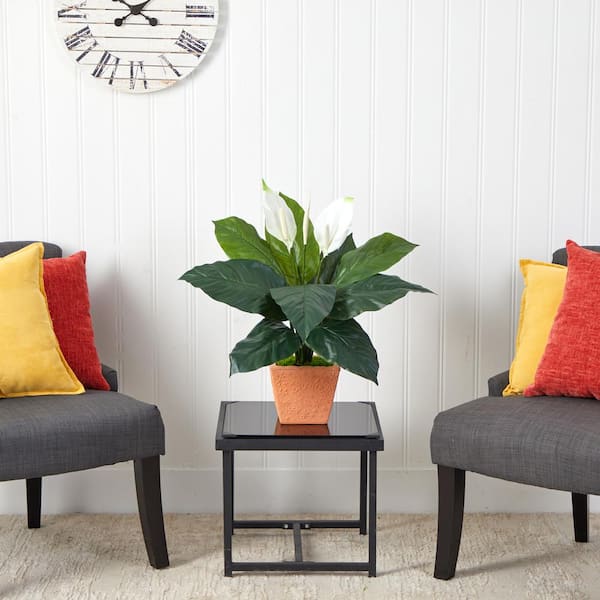 Nearly Natural 2 ft. Artificial Spathiphyllum Plant in Terracotta Planter