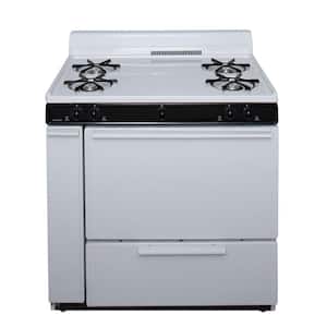 36 in. 3.91 cu. ft. Battery Spark Ignition Gas Range in White