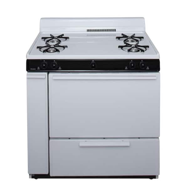 36 in. 3.91 cu. ft. Freestanding Gas Range in White with Black trim