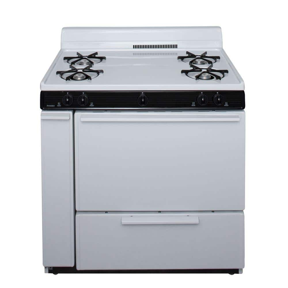 36 in. 3.91 cu. ft. Battery Spark Ignition Gas Range in White -  Premier, BLK100WP