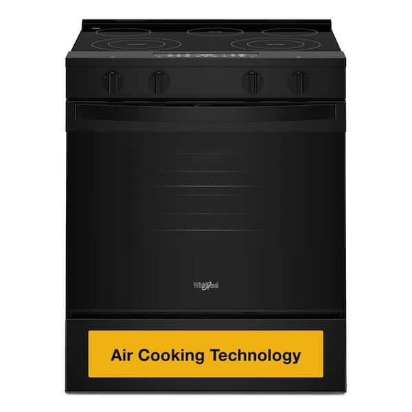 30 in. 5 Element Slide-In Electric Range in Black with Air Cooking Technology and Steam Clean