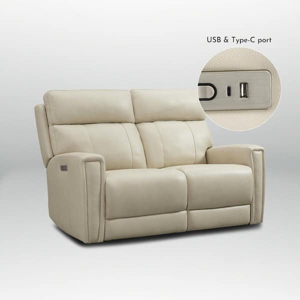 Ellesophas Eve 59 in. Genuine Leather Dual Power Reclining