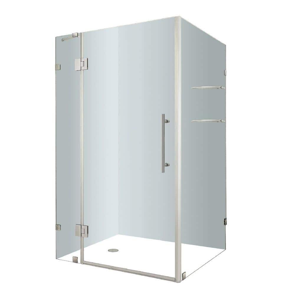 Avalux GS Frameless Clear Glass Shower Enclosure with Stainless Steel Hardware