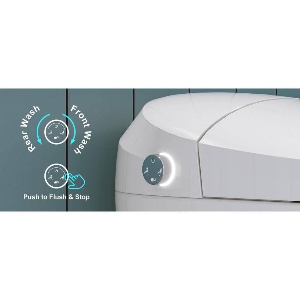 Elongated White Ceramic Smart Bidet Toilet with Dual Flush