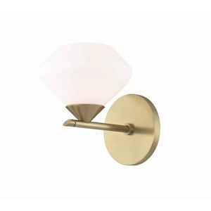 Valerie 1-Light Aged Brass Bath Light with Opal Matte Glass Shade