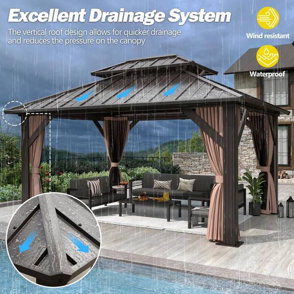 COVERONICS 16 ft. W x 12 ft. D Outdoor Galvanized Steel Black
