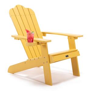 Classic Yellow Folding Plastic Adirondack Chair Slat Backrest Patio Chair Outdoor Lawn Chair (1-Pack)