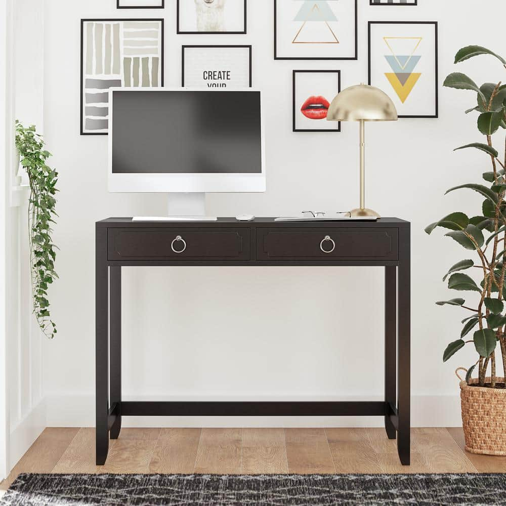 Novogratz Her Majesty 40 In. W Rectangular Black Metal 2-drawer Desk ...