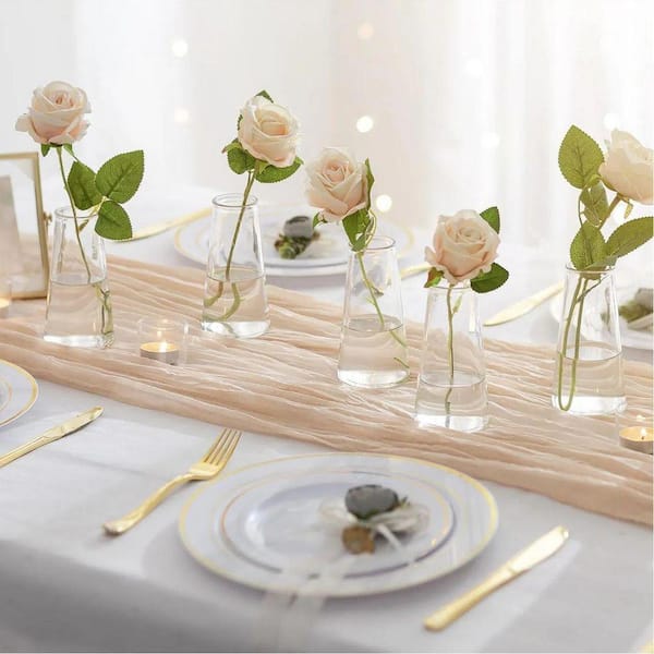5.3 in. Clear Glass Vase Set of 12 Decorative Vase for Wedding Party Centerpiece Home Table Decor YC0248