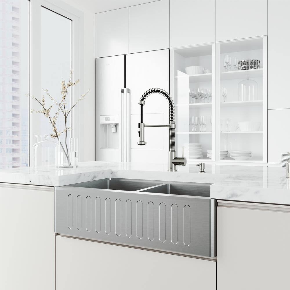 Stainless Steel Pull-Down Sprayer Kitchen Faucet with Soap Dispenser