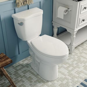 Dynasty 2-Piece High-Efficiency 1.28 GPF Single Flush 12 in. Rough in Size Elongated Toilet in White Seat Included