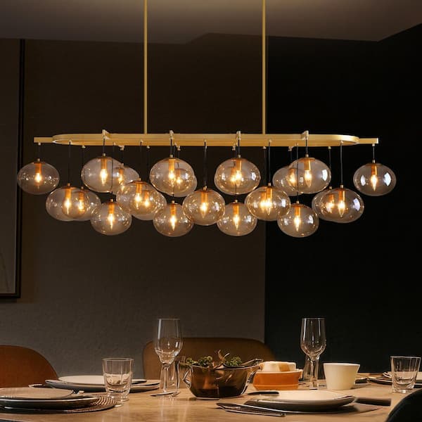 WDETR 24-Light Modern Gold Bubble Chandelier with Glass Shades for