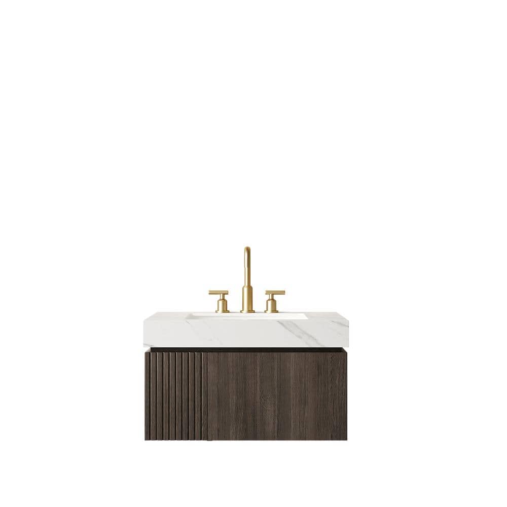 30 in. W x 19 in. D x 18 in. H Floating Bath Vanity in Espresso with Carrara White Sintered Stone Top price history on PriceWatchPro
