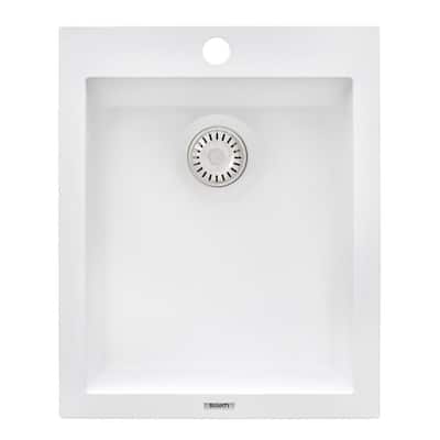 epiGranite 16 in. Drop-in Topmount SIngle Bowl Bar Sink in Arctic White Granite Composite
