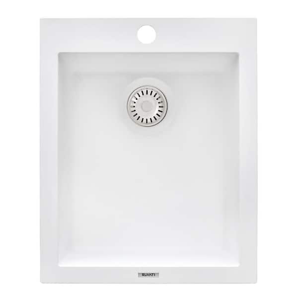 Ruvati epiGranite 16 in. Drop-in Topmount SIngle Bowl Bar Sink in Arctic White Granite Composite