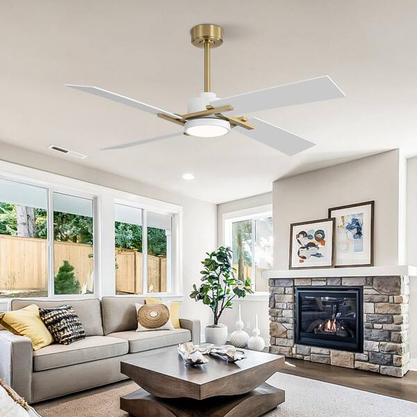 MLiAN 56 in. (4.7 ft.) 4 Blades Indoor Ceiling Fan with Integrated
