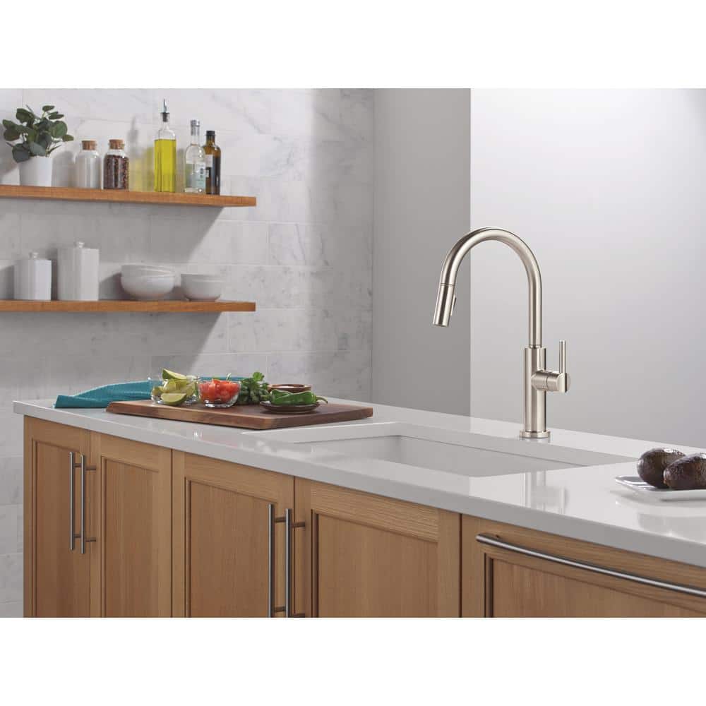 Brushed Stainless Steel Single Handle Pull-Down Kitchen Faucet