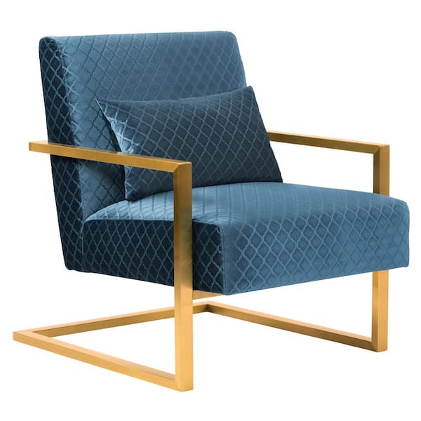 Armen Living Skyline Blue Velvet Accent Chair
