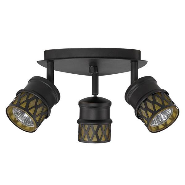 Globe Electric Kearney 3-Light Oil-Rubbed Bronze Canopy with Champagne Glass Shades