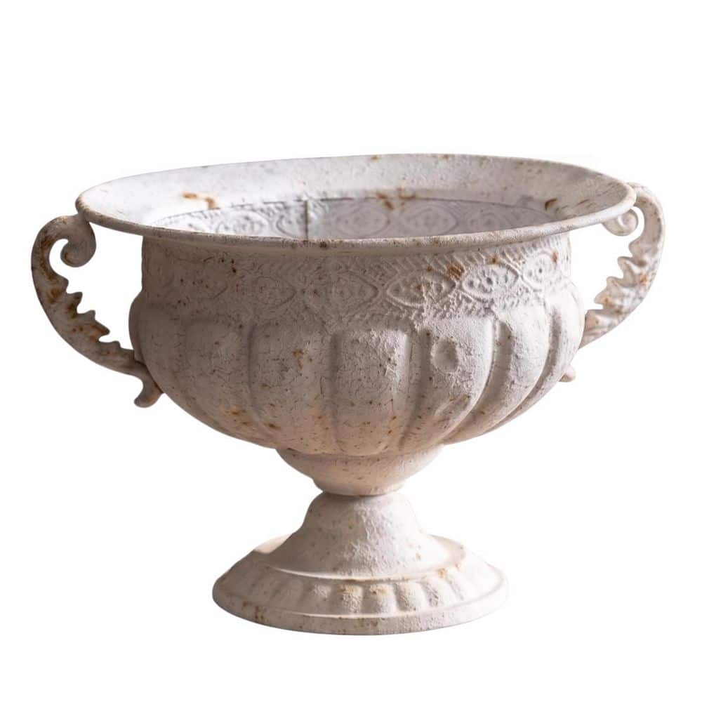 1-Piece Tabletop Decorative Urn Vase with Scroll Double Handles and Pedestal Base in Off White for Bathroom Countertop price history on PriceWatchPro