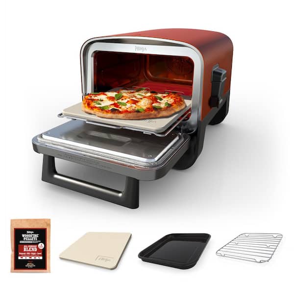 NINJA Woodfire Pizza Oven, 8-in-1 Outdoor Oven, 5 Pizza Settings, 700°F, BBQ Smoker, Ninja Woodfire Technology, OO101