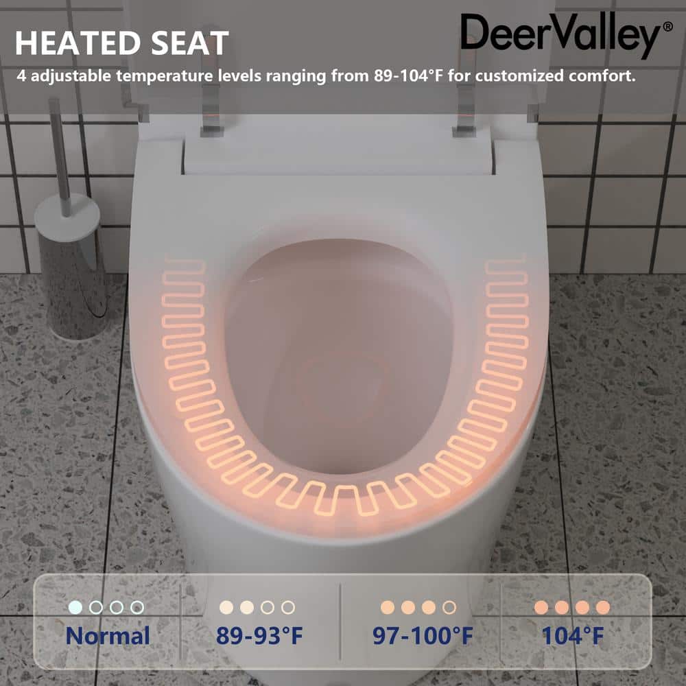 White Elongated Smart Toilet with Heated Seat and Night Light