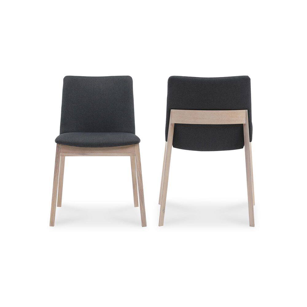 Natural Wood Dark Gray Upholstered Side Chair Set