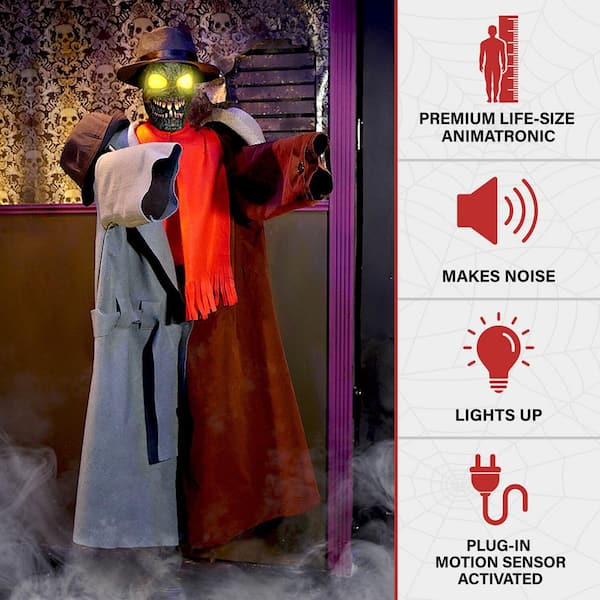 Haunted Hill Farm - 67 in. Life-Size Animatronic Coatrack Monster by Tekky Halloween Decoration with Motion-Activated Sounds