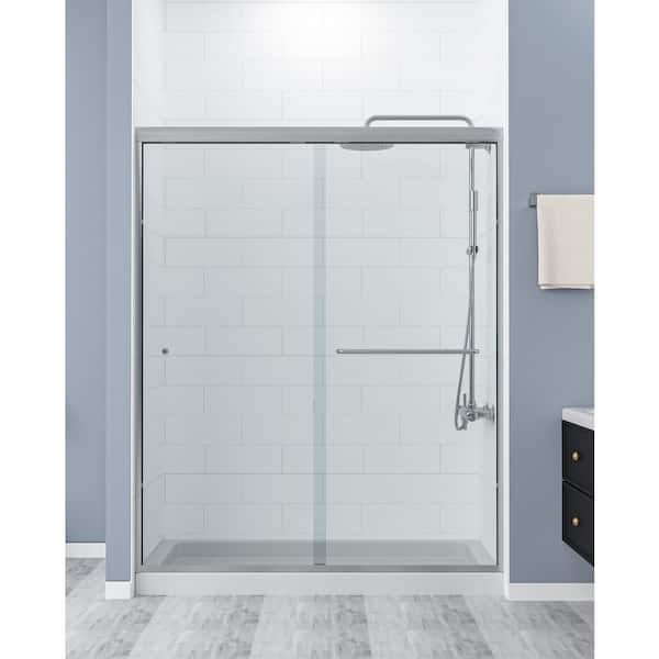 CK Series 56-60 in. W x 72 in. H Semi Frameless Double Sliding Glass Shower Door with 5/16 in. Tempered Glass in Chrome