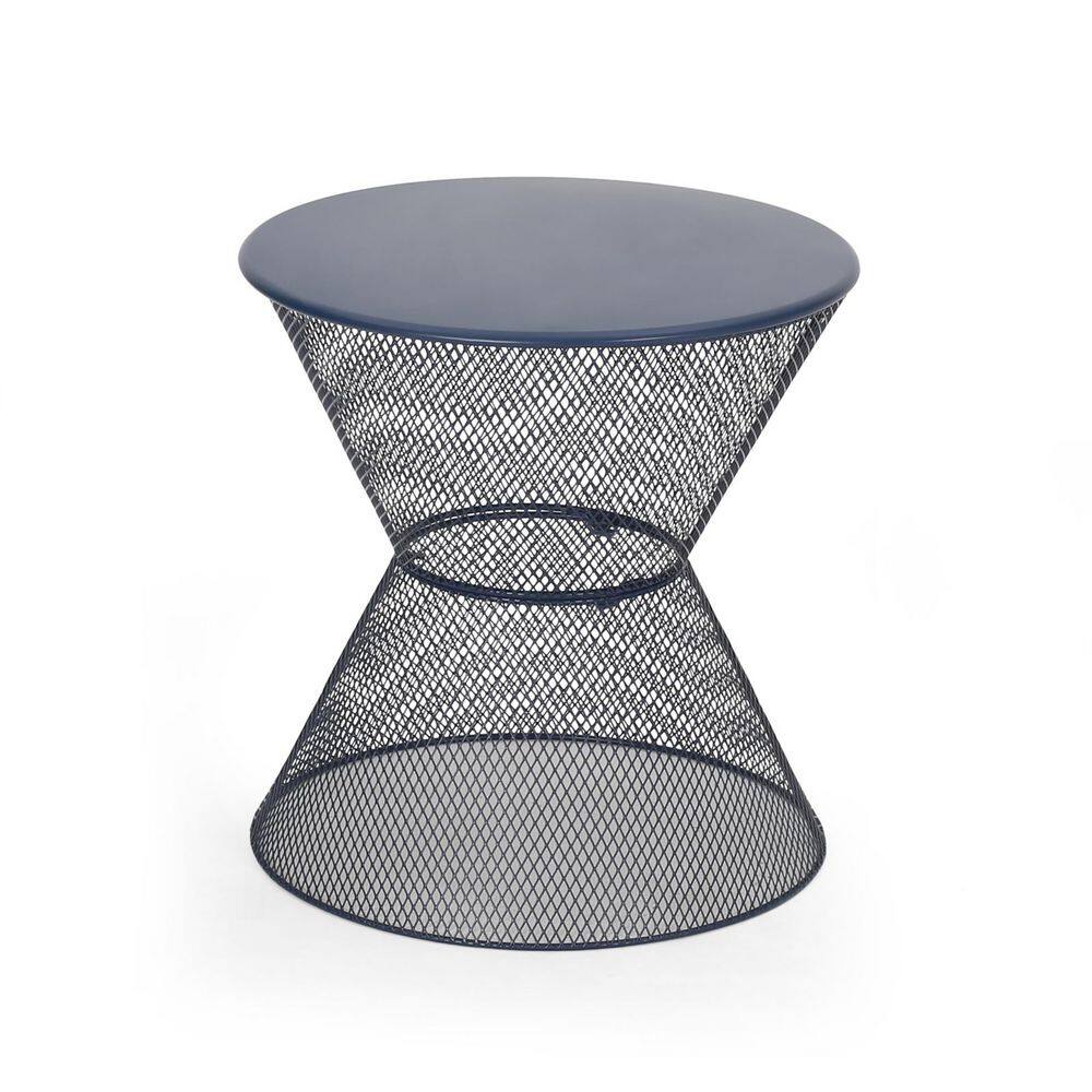 Nevada 18 Inch Round Outdoor Side Table, Metal Outdoor Patio Side Table ...