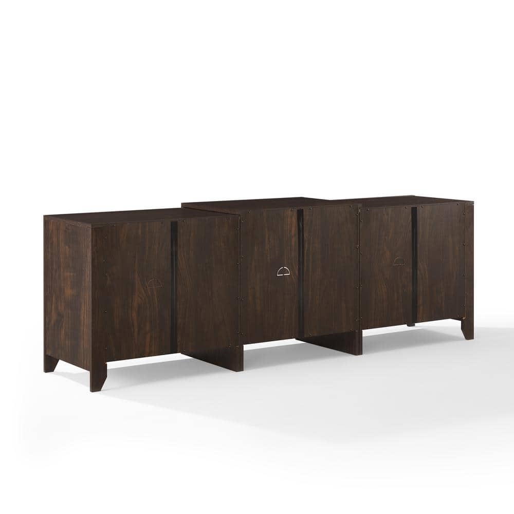Dark Walnut Low-Profile Media Console with Electric Fireplace