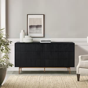 Carnaby 6-Drawer Black Brushed Dresser 34 in. H x 18 in. W x 63 in. D